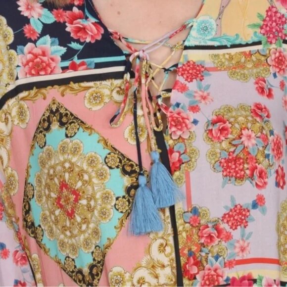 Johnny Was Lace Up Maxi Kaftan - Picture 3 of 6